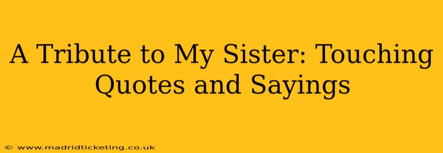 A Tribute to My Sister: Touching Quotes and Sayings