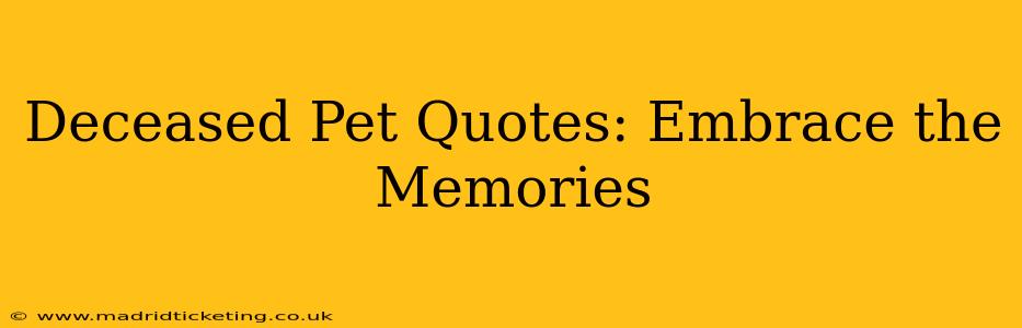Deceased Pet Quotes: Embrace the Memories