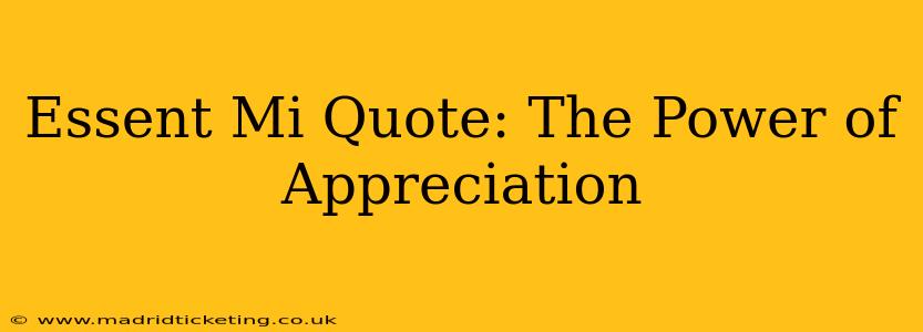 Essent Mi Quote: The Power of Appreciation