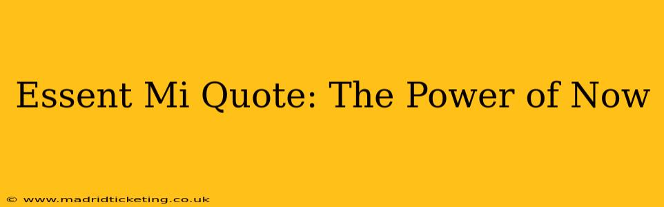 Essent Mi Quote: The Power of Now