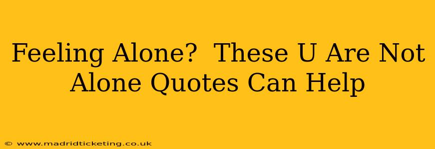 Feeling Alone?  These U Are Not Alone Quotes Can Help