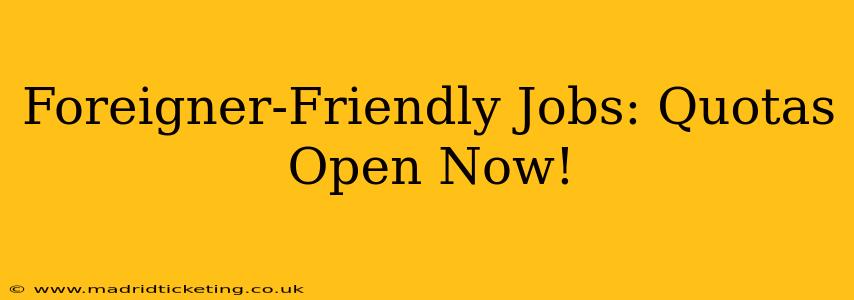 Foreigner-Friendly Jobs: Quotas Open Now!
