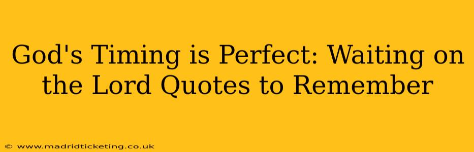 God's Timing is Perfect: Waiting on the Lord Quotes to Remember