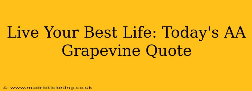 Live Your Best Life: Today's AA Grapevine Quote