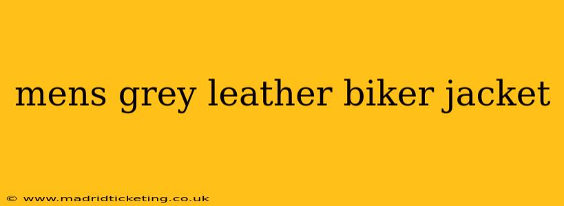 mens grey leather biker jacket