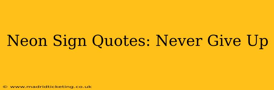 Neon Sign Quotes: Never Give Up