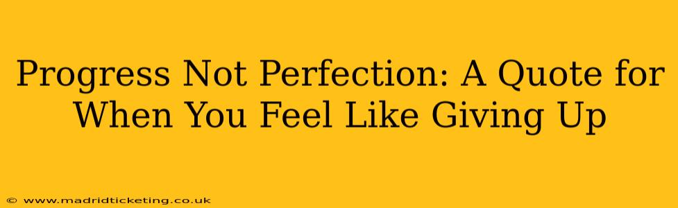Progress Not Perfection: A Quote for When You Feel Like Giving Up