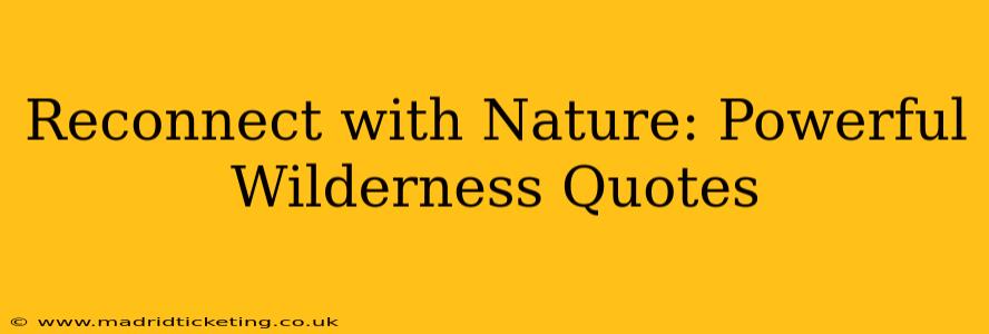 Reconnect with Nature: Powerful Wilderness Quotes