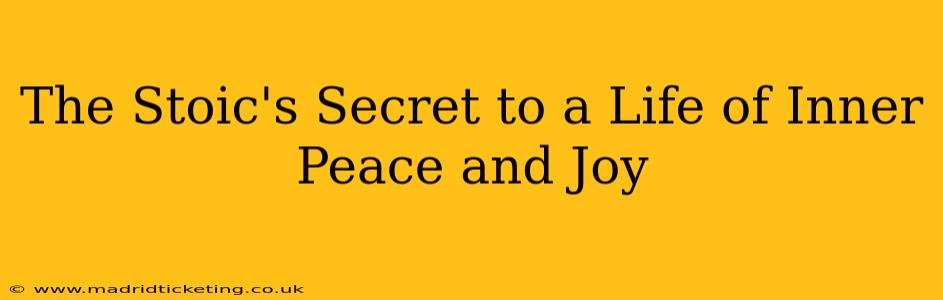 The Stoic's Secret to a Life of Inner Peace and Joy