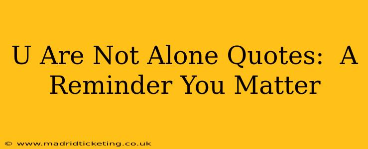 U Are Not Alone Quotes:  A Reminder You Matter